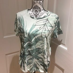 Chicos Embellished Top Light Green